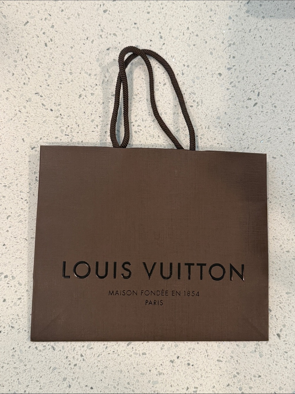 Louis Vuitton small chocolate brown paper shopping bag